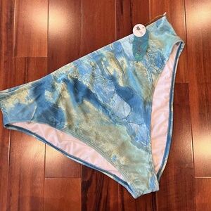 New NWT Mynah Blue Bikini Bottom Marble Swirl Pattern Swim Plus‎ Size XXL 2X 2XL